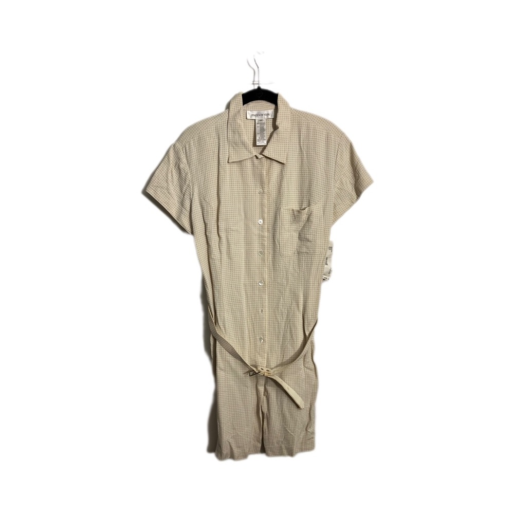 Jones New York Cream Checkered Blouse